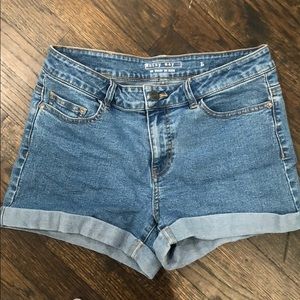 Light wash denim shorts